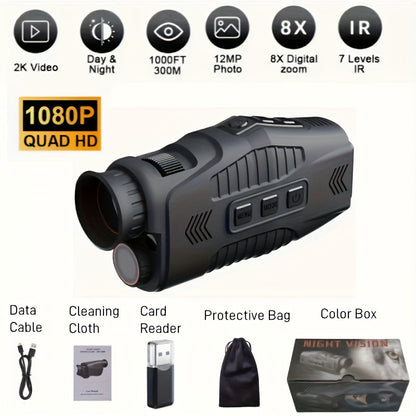 Infrared Night Vision Monocular – HD 1080P / 4K Ultra HD | USB Rechargeable Digital Night Vision Scope | 8x28mm Telescope Camera for Hunting