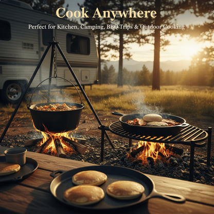 Cast Iron Cookware Set for Kitchen Camping BBQ – Non-Stick Skillet Dutch Pot Frying Pan Baking Tray Griddle Options