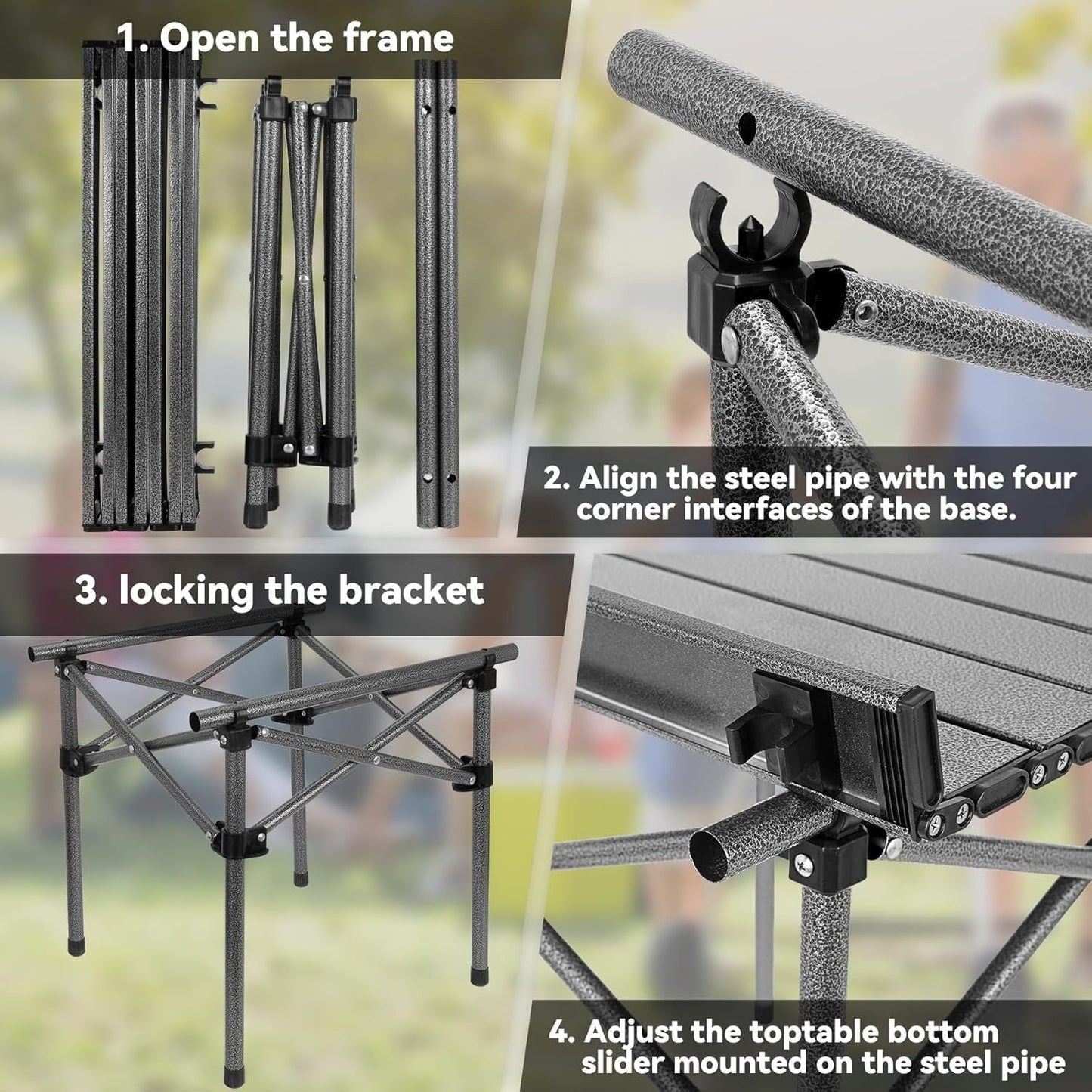 Lightweight Collapsible Camping Table with Carry Bag – Portable Folding Outdoor Table, Sturdy Aluminum Legs & Large Flat Surface for Picnic