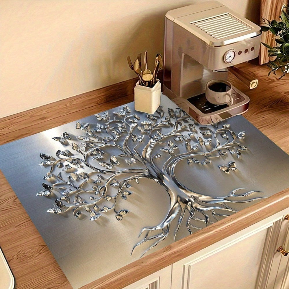 Stove Top Cover Mat Classic Tree Design, Heat-Resistant Decorative Stove Protector Pad with Branches & Leaves