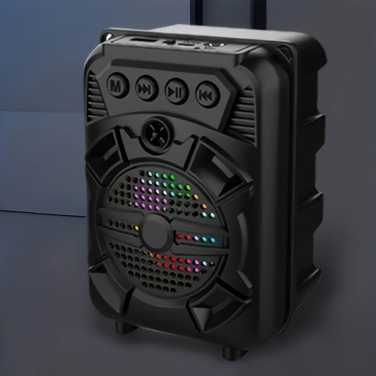 Portable Bluetooth Speaker with LED Light, Stereo Bass and Up to 10 Hours Playtime in Black