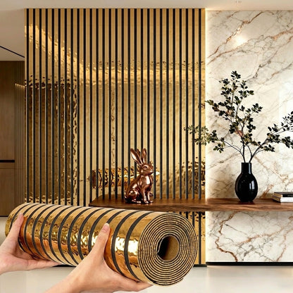 3D Mirror Slat Wall Panel Self-Adhesive Peel and Stick Gold Silver Metallic Grid Wall Sticker, for Entryways, Bedrooms and Living Spaces