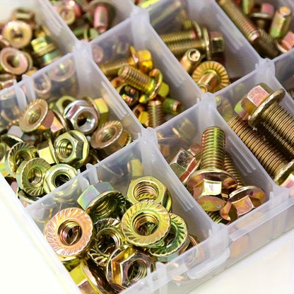 Metric Flange Bolt Nut Assortment Kit 240pcs – M5 M6 M8 Alloy Steel Hex Screws & Nuts Set in 14 Sizes Corrosion-Resistant for DIY Repair