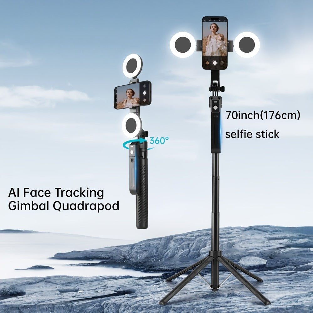 AI Tracking Tripod with Built-In LED Fill Light & Bluetooth Remote for an Everyday Personal Care Routine