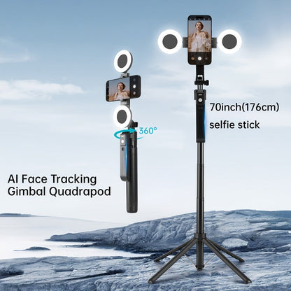 AI Tracking Tripod with Built-In LED Fill Light & Bluetooth Remote for an Everyday Personal Care Routine