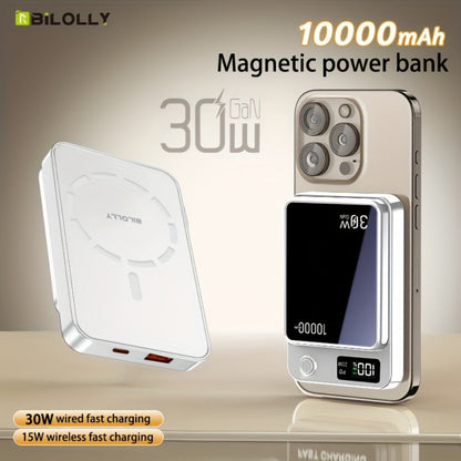 Power Bank Magnetic 6000-15000mAh with 30W Wired, 15W Wireless, Dual USB-C and Display in Four Colors
