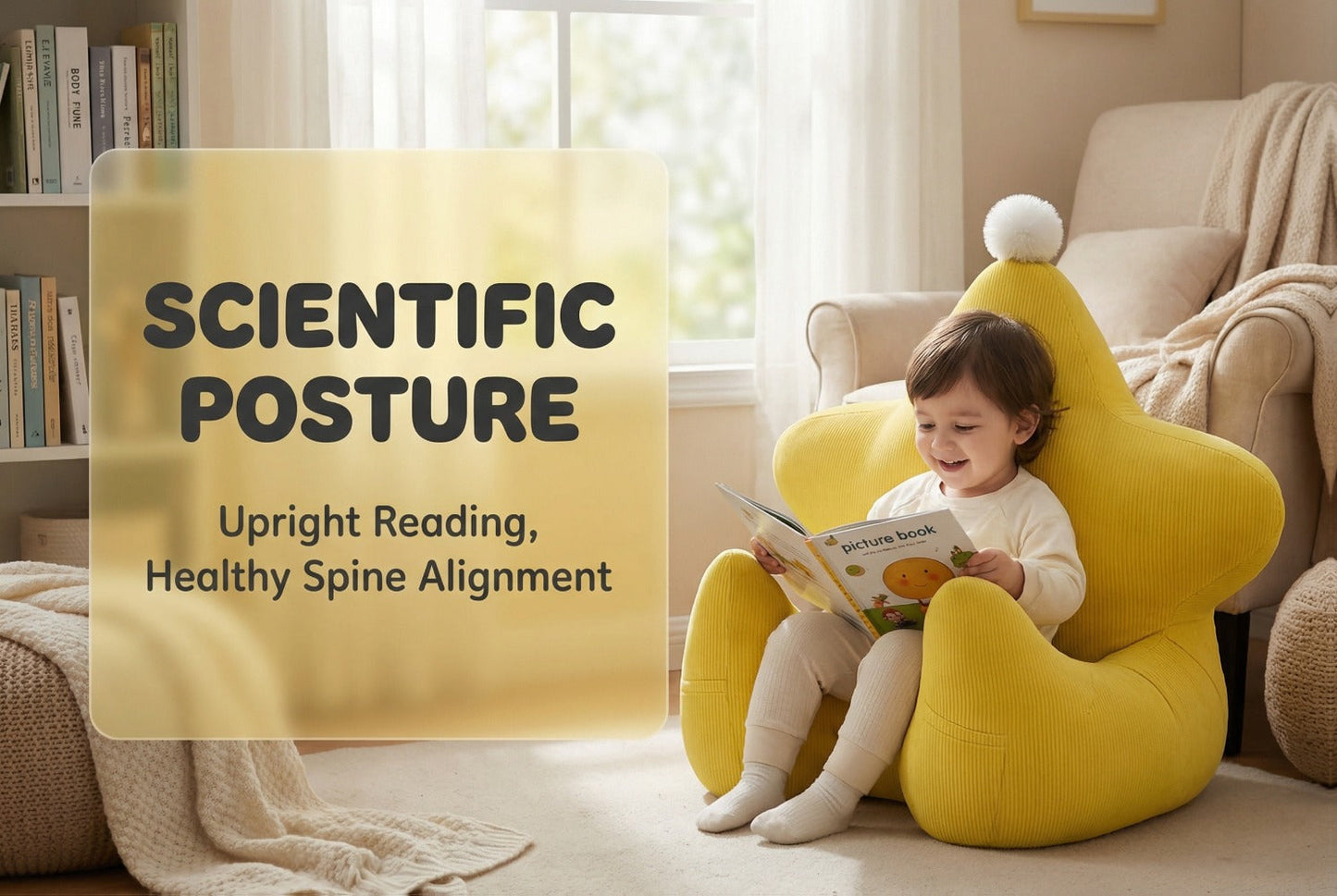 Kids Reading Pillow Star Shape with Neck Support Back Support Lumbar Support & Armrests Spine for Entryways, Bedrooms and Living Spaces