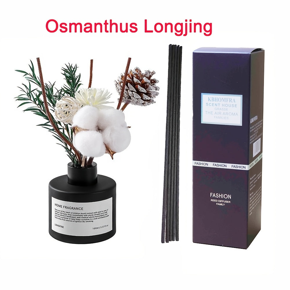 Reed Diffuser with Real Flowers & Essential Oil - Home Fragrance Scent Sticks for Bedroom Bathroom Living Room
