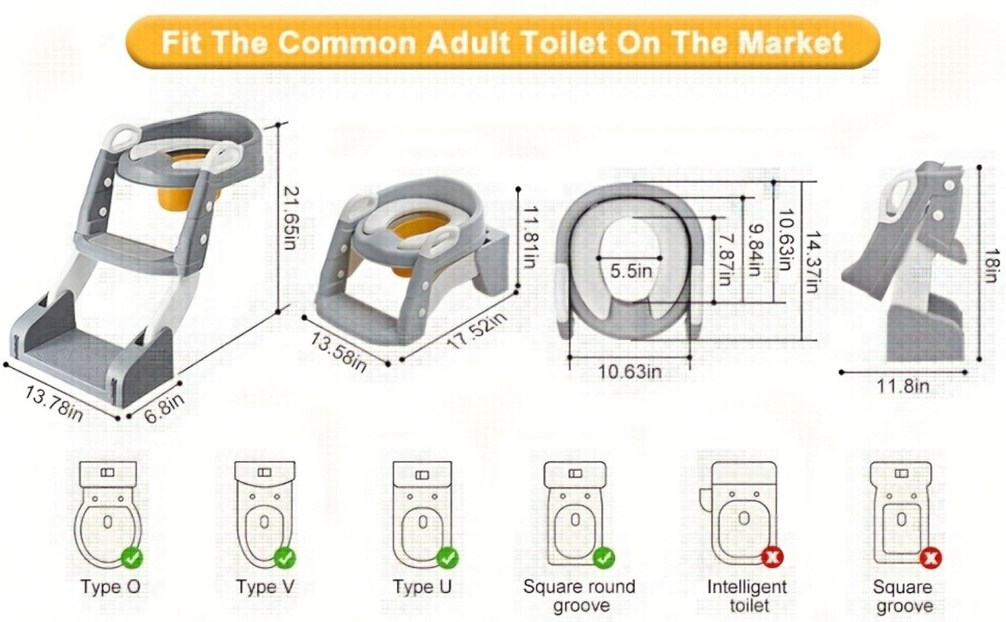 Potty Training Seat with Step Ladder 2-in-1 Toddler Toilet Seat & Stool - Foldable Kids Potty Chair with Splash Guard