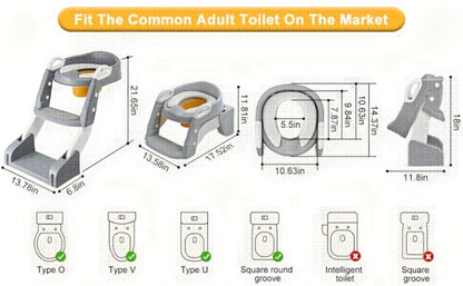 Potty Training Seat with Step Ladder 2-in-1 Toddler Toilet Seat & Stool - Foldable Kids Potty Chair with Splash Guard