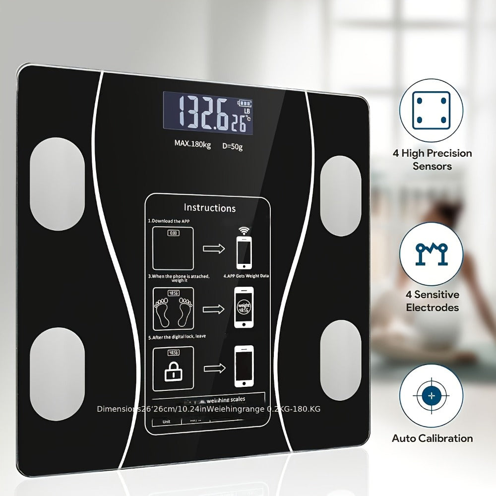 Digital Bathroom Scale Body Weight Scale LED Backlit Display Tempered Glass Compact for Entryways, Bedrooms and Living Spaces