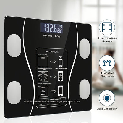 Digital Bathroom Scale Body Weight Scale LED Backlit Display Tempered Glass Compact for Entryways, Bedrooms and Living Spaces