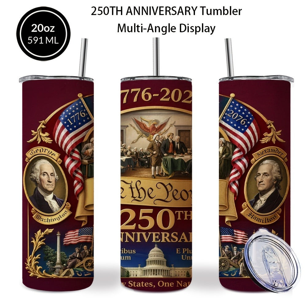 Travel Tumbler 20oz 250th Anniversary Whiskey Bottle Design Stainless Steel Insulated Cup for Entryways, Bedrooms and Living Spaces