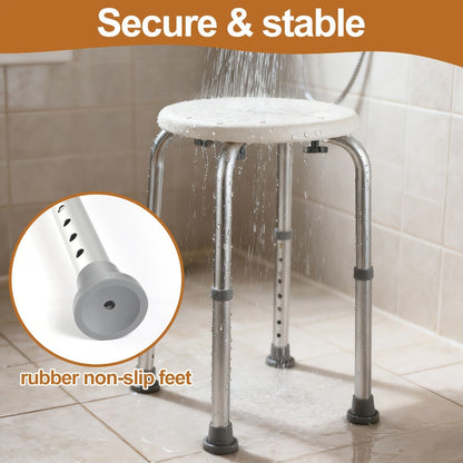 Shower Stool for Inside Shower, Adjustable Height Bath Seat, Stable Bathroom Stool for Sitting, Fits Showers & Bathtubs