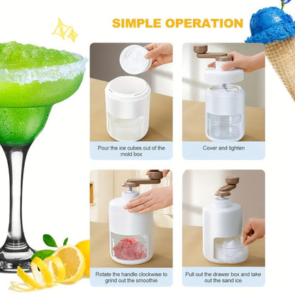 Manual Ice Shaver Machine, Hand-Powered Snow Cone Maker & Ice Crusher, Portable for Home, Parties