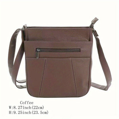 Genuine Leather Messenger Bag for Men Women Anti-Theft Zipper Multi-Pocket Shoulder Crossbody Bag Laptop Organizer Spacious Handbag Purse