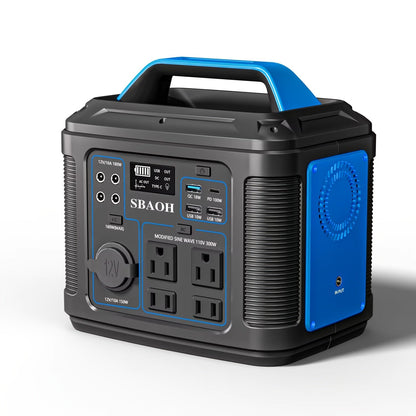 Backup Power Supply 300W 296Wh Portable Power Station Quick Charge AC Outlet DC USB LED Flashlight Lithium Battery for Home Camping Travel
