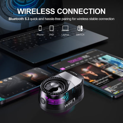 5-in-1 Wireless Bluetooth Speaker with Phone Holder & Earbuds, HD Stereo Sound, Colorful Ambient RGB Light