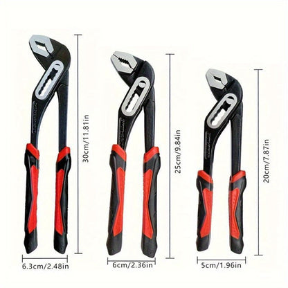 Water Pump Pliers Adjustable Heavy Duty Wrench 8" 10" 12" – Large Opening Quick Adjust, Multi-Grip Channel Lock Tool for Pipeline, Plumbing