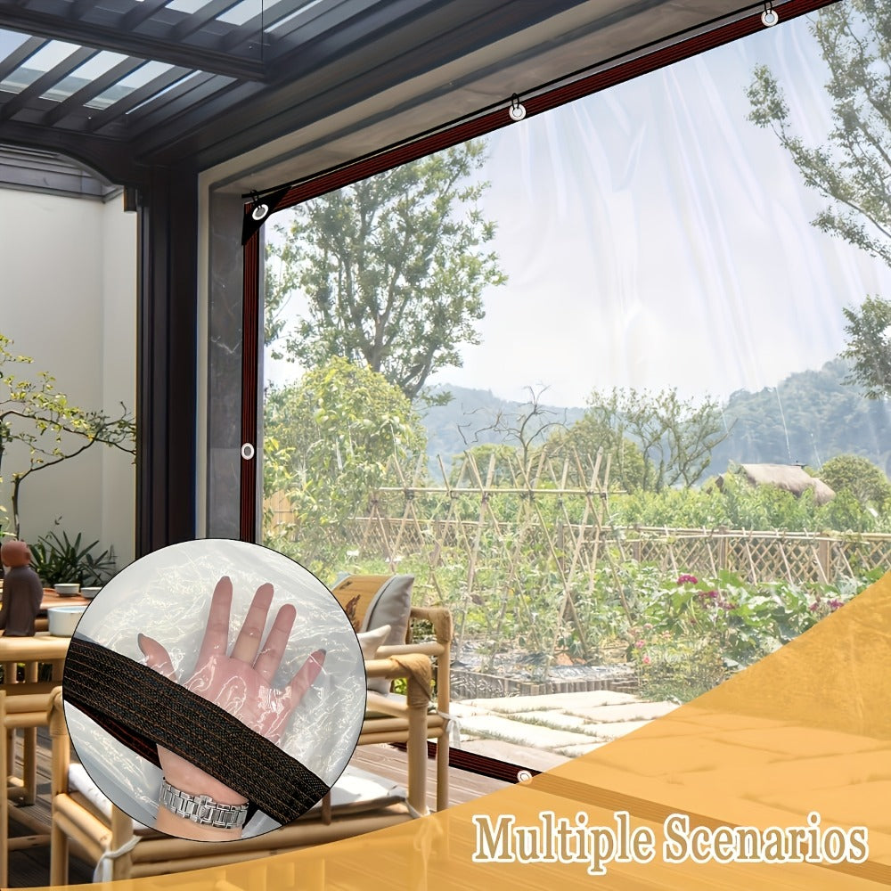 Clear Tarp Thickened Outdoor Cover with Sealed Edges, Transparent Rain Tarp for Patio, Porch Awning