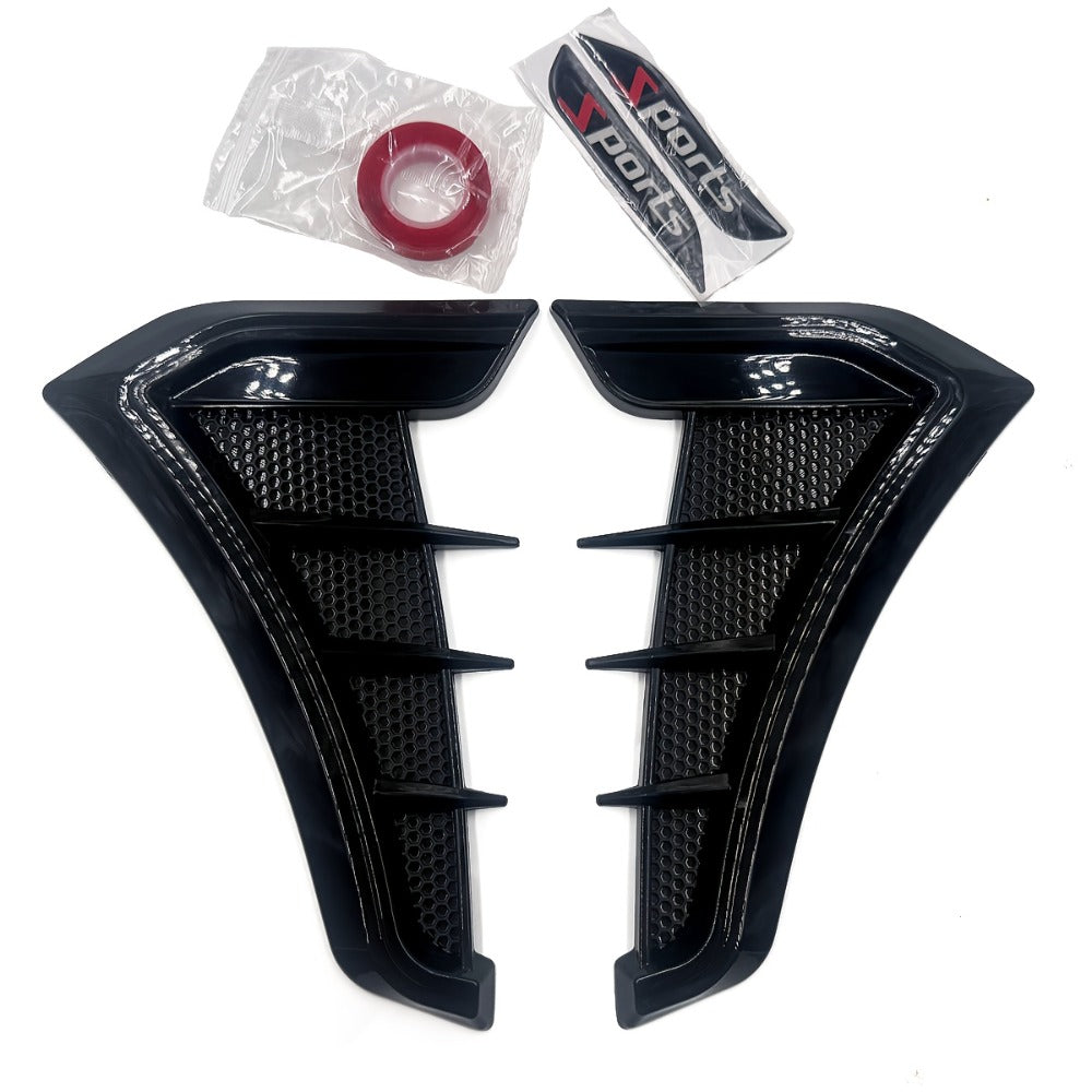 Decorative Shark-Gill Fender Vent Pair with Matte Black Finish, Adhesive Backing and 16 × 23 cm Size