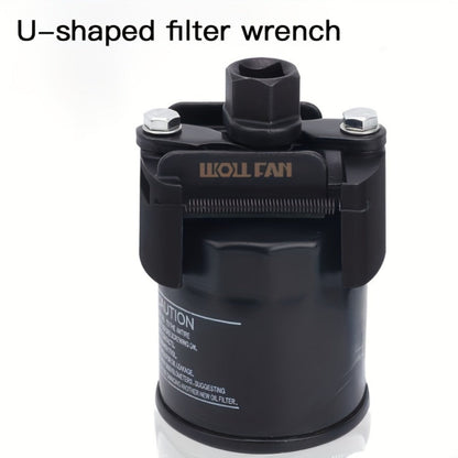 Adjustable Oil Filter Wrench 2-Jaw Reversible – Universal U-Shaped Multi-Function Stainless Steel with Hex Socket & Adjustment Knob