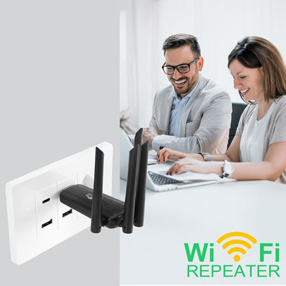 300Mbps WiFi Extender Plug-In Wall Design - Wireless Repeater & Signal Booster for Home Office, Apartment
