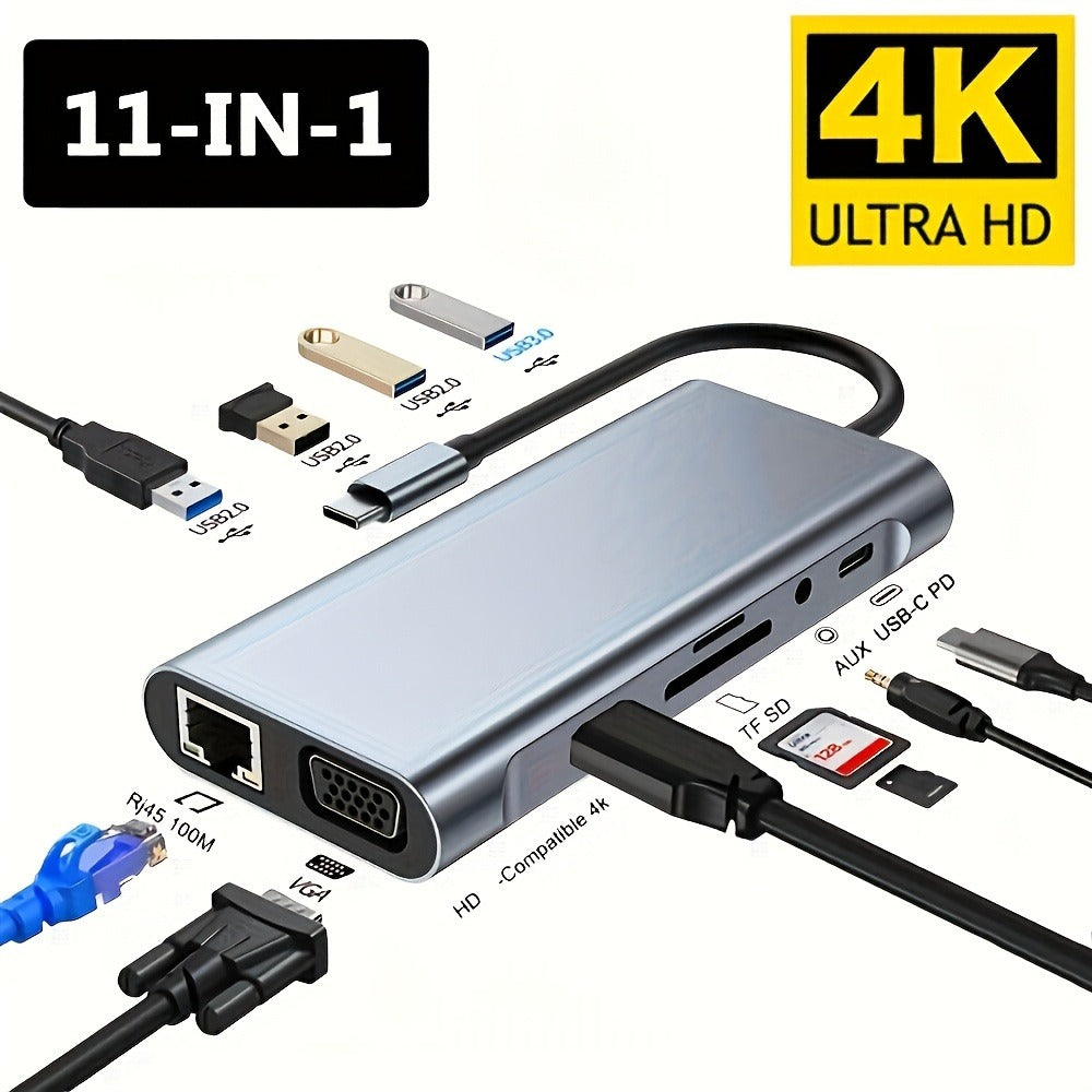 11-in-1 USB-C Docking Station with Triple Display, 4K HDMI, Gigabit Ethernet, 100W PD, 3 USB Ports