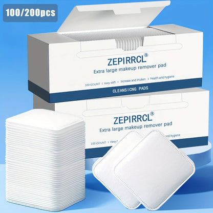 Makeup Remover Pads Disposable 100/200pcs – 3-Layer Thickened Cotton Squares for Face Cleansing, Skincare & Nail Polish Removal