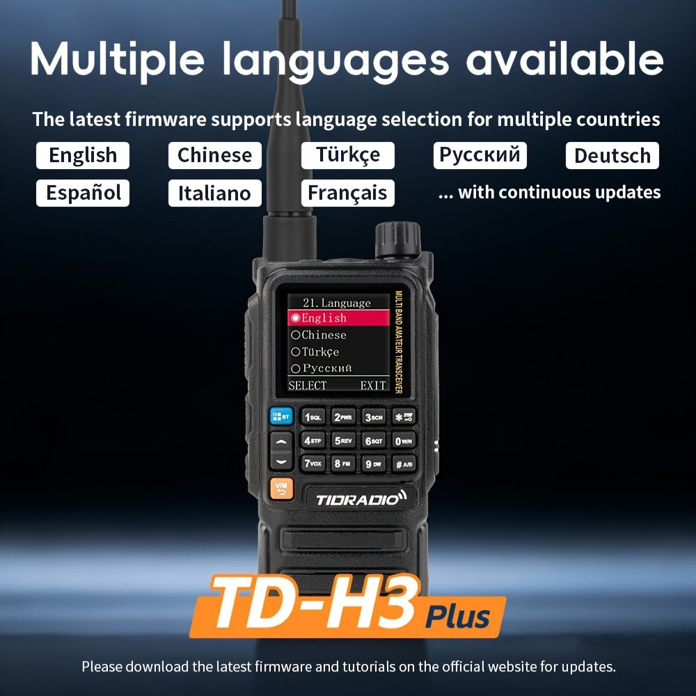 Tidradio H3 Plus Ham Radio Multi-Band Two-Way Radio, AM/FM Reception, Wireless Headset Compatible