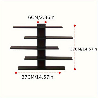 Five-Tier Wall-Mounted Display Shelf with Horizontal Ledges in Black or White Color Options