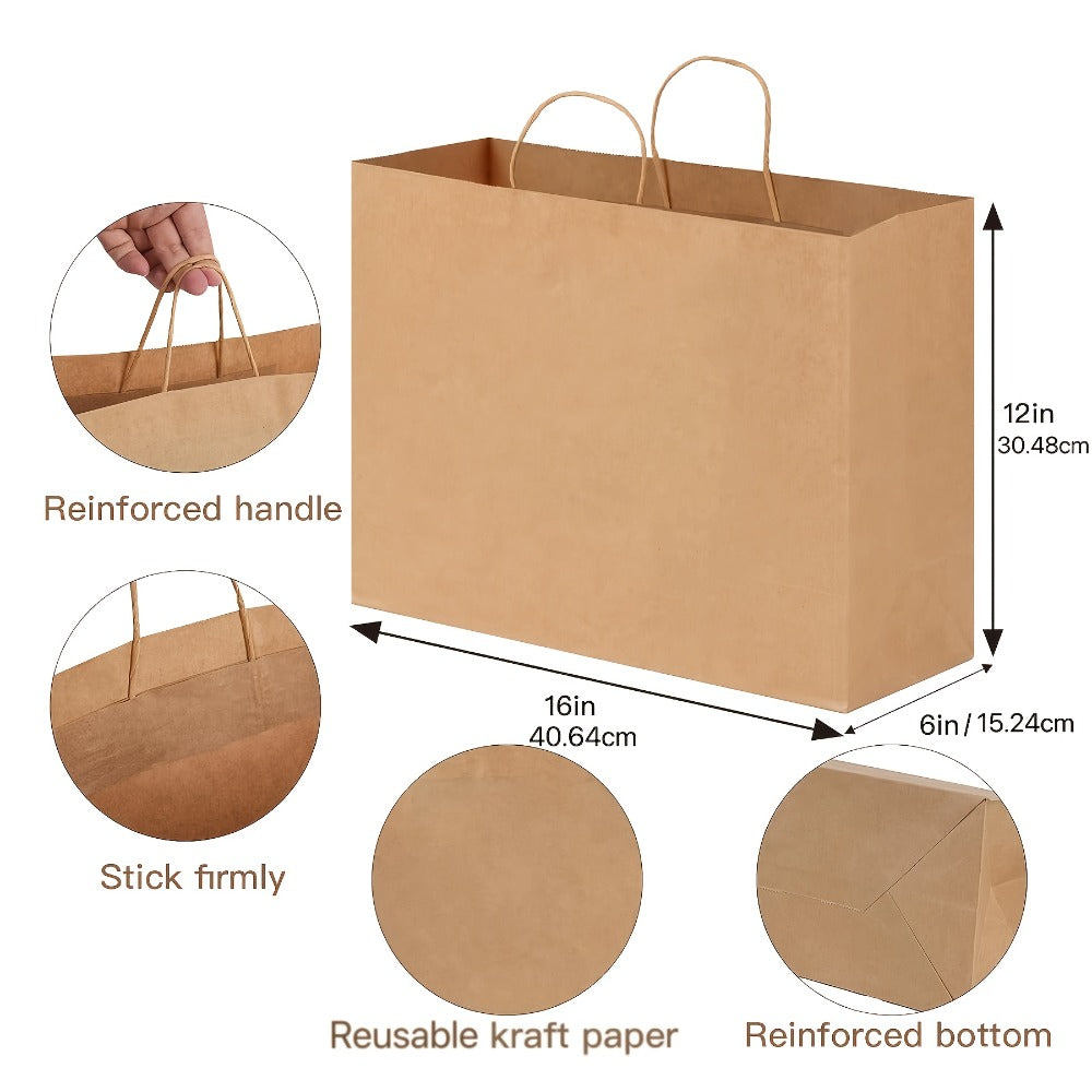 Shopping Bags with Handles 49pcs | 16x6x12 Inch Large Retail Gift Bags Bulk | Clothing Boutique Bags for Birthday, Wedding, Mother's Day