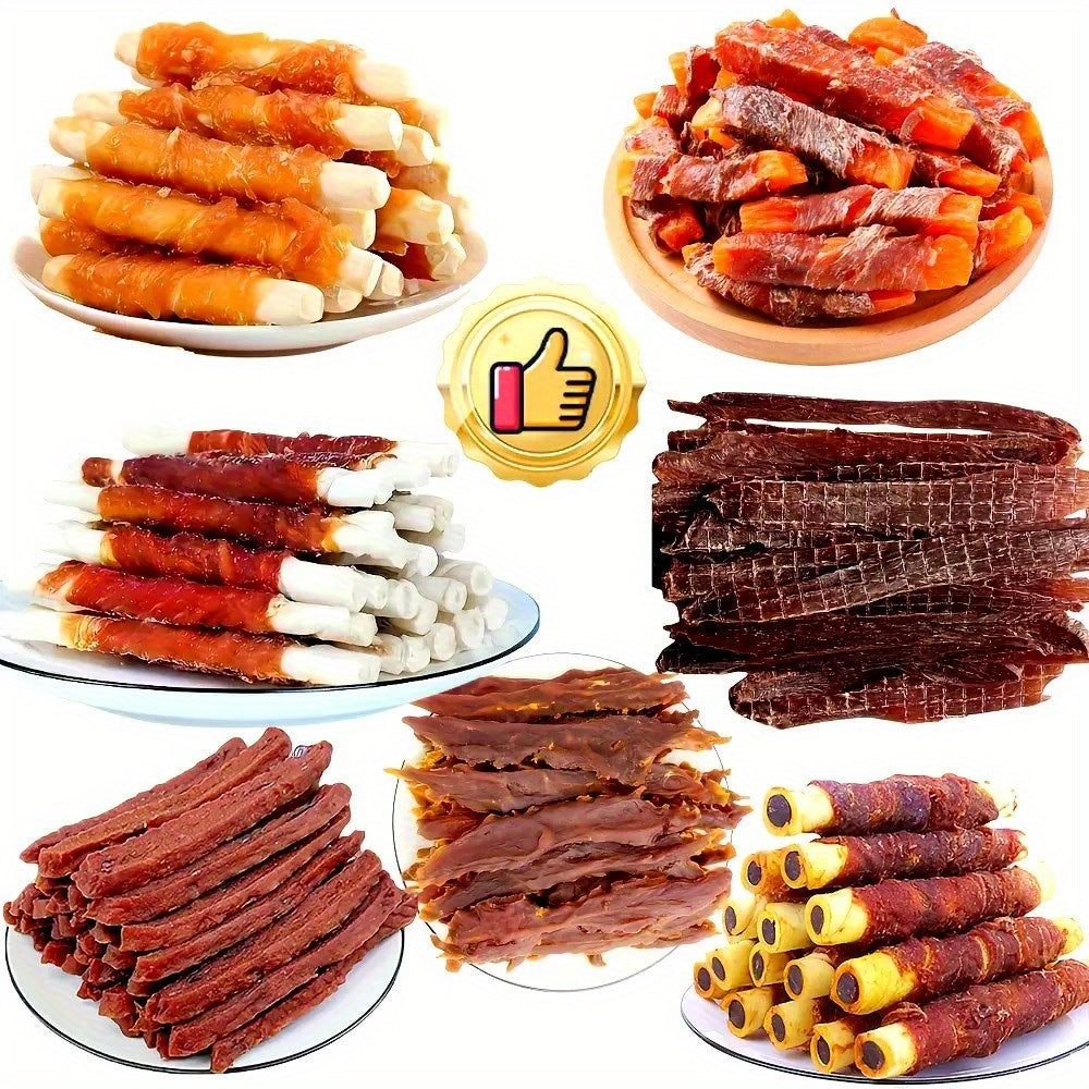 Mixed Flavor Dog Chews – Chicken Jerky & Duck Jerky Variety Pack, High Protein Low Fat Long-Lasting Training Reward Snacks