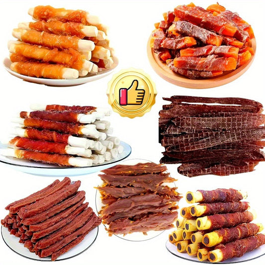 Mixed Flavor Dog Chews – Chicken Jerky & Duck Jerky Variety Pack, High Protein Low Fat Long-Lasting Training Reward Snacks