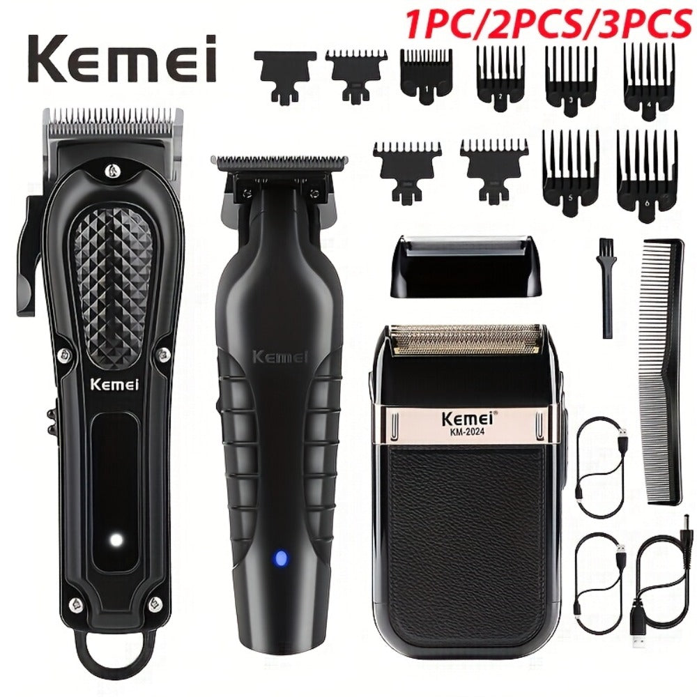 Kemei Hair Clipper & Beard Trimmer Set for Men – Professional Grooming Kit with Reciprocating Shaver, USB Rechargeable, Home & Salon Use
