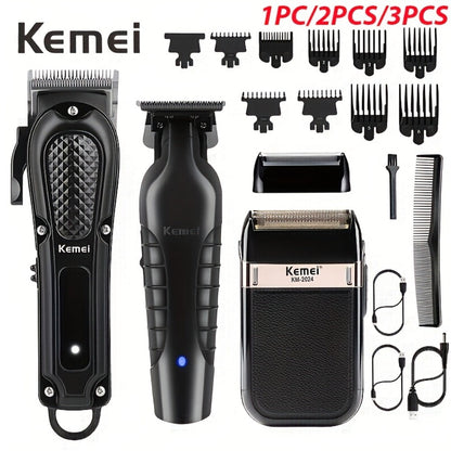 Kemei Hair Clipper & Beard Trimmer Set for Men – Professional Grooming Kit with Reciprocating Shaver, USB Rechargeable, Home & Salon Use