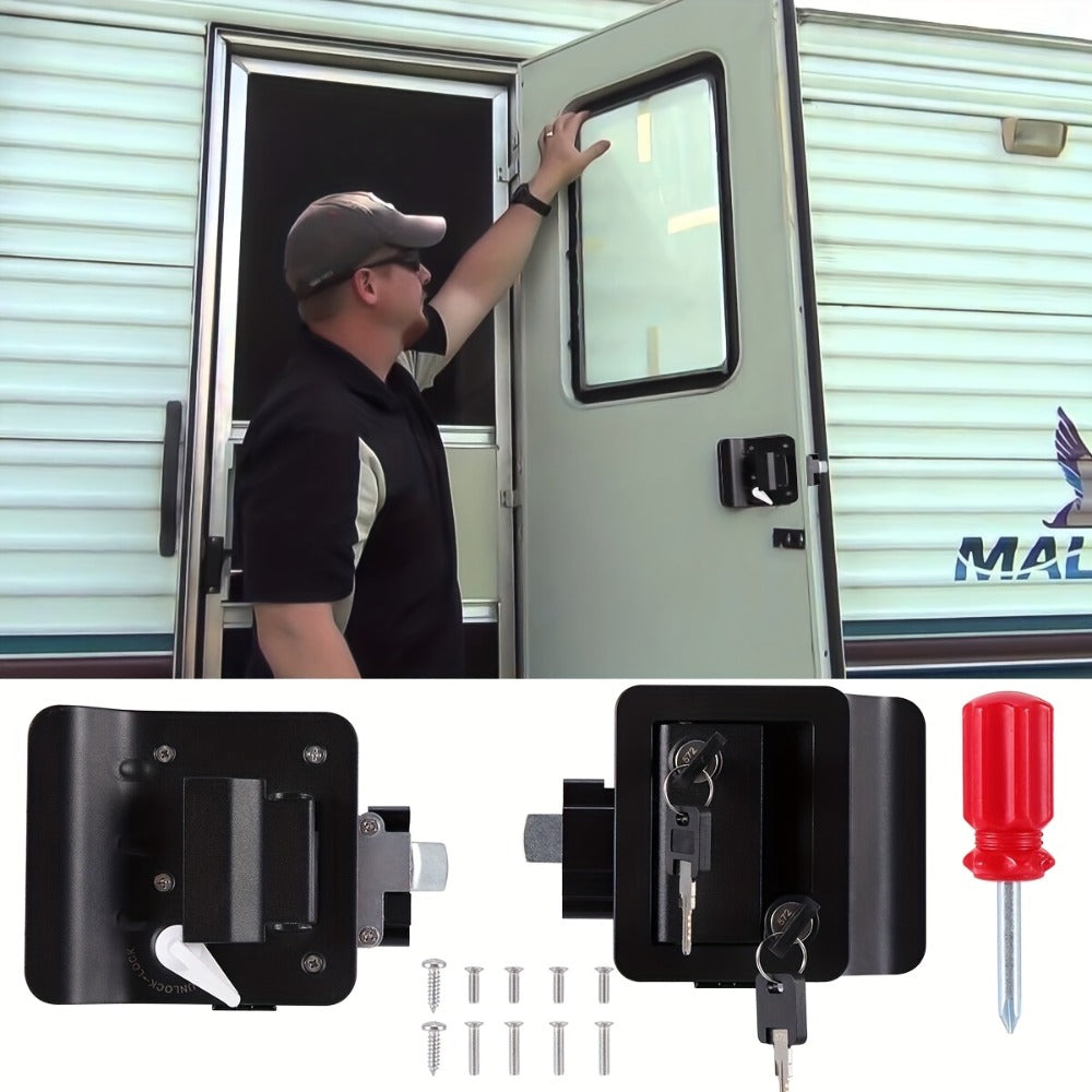 RV Door Lock Replacement – Travel Trailer Entry Door Lock with Deadbolt, Fits 2-3/4" x 3-3/4" Hole, 1-1/4" to 1-1/2" Door Thickness