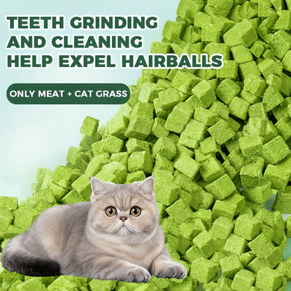 Green Cat-Grass Treat Granules in 155 g Square-Cube or 150 g Pellet Checkout Options Pictured