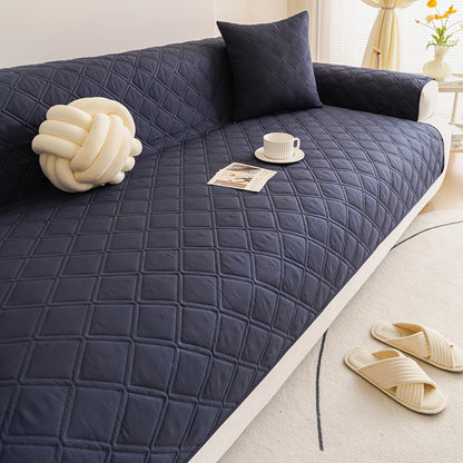Sofa Cover Three-Piece Soundwave Embossed Set with Sofa Panel, Two Armrest Covers and Backing Mat