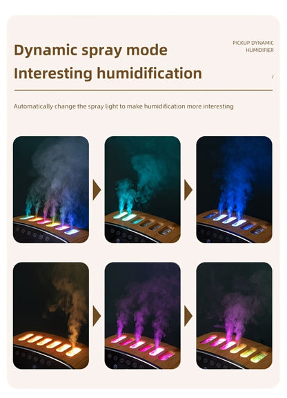 Humidifier with Bluetooth Speaker, LED Alarm Clock, Remote Control and Wood-Grain Desktop Body