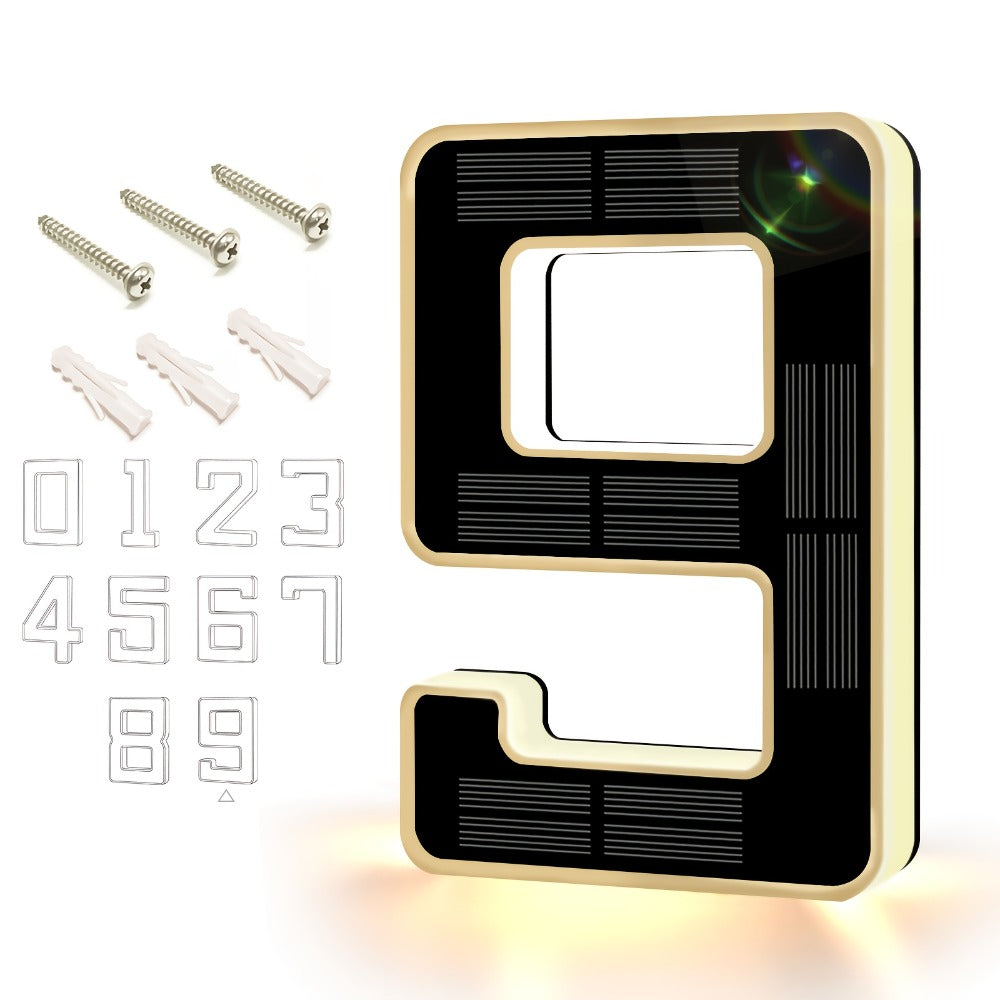 LED Solar House Number Light 6.7 Inch Wall Mounted, Smart Sensor Illuminated Address Number for Home Decor