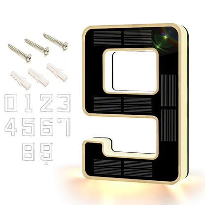 LED Solar House Number Light 6.7 Inch Wall Mounted, Smart Sensor Illuminated Address Number for Home Decor
