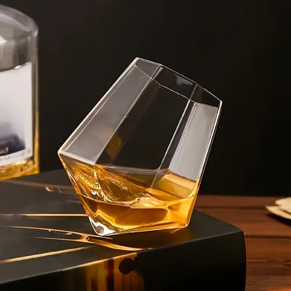 Whiskey Decanter Set with 2 Diamond Glasses & Wooden Rack, Brick Stone Design, Bourbon Rum Vodka Tequila Gift Set for Men Home Bar