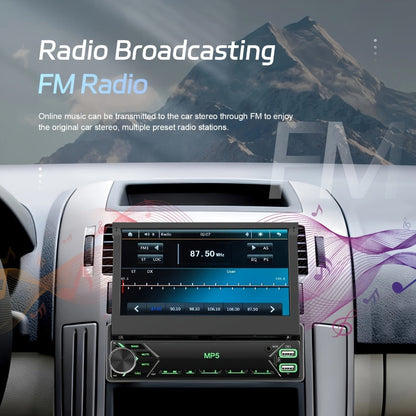 Single DIN Car Stereo – 7" HD Retractable Touchscreen, MP5 Player, Mirror Link, Bluetooth Hands-Free, FM Radio, USB & AUX