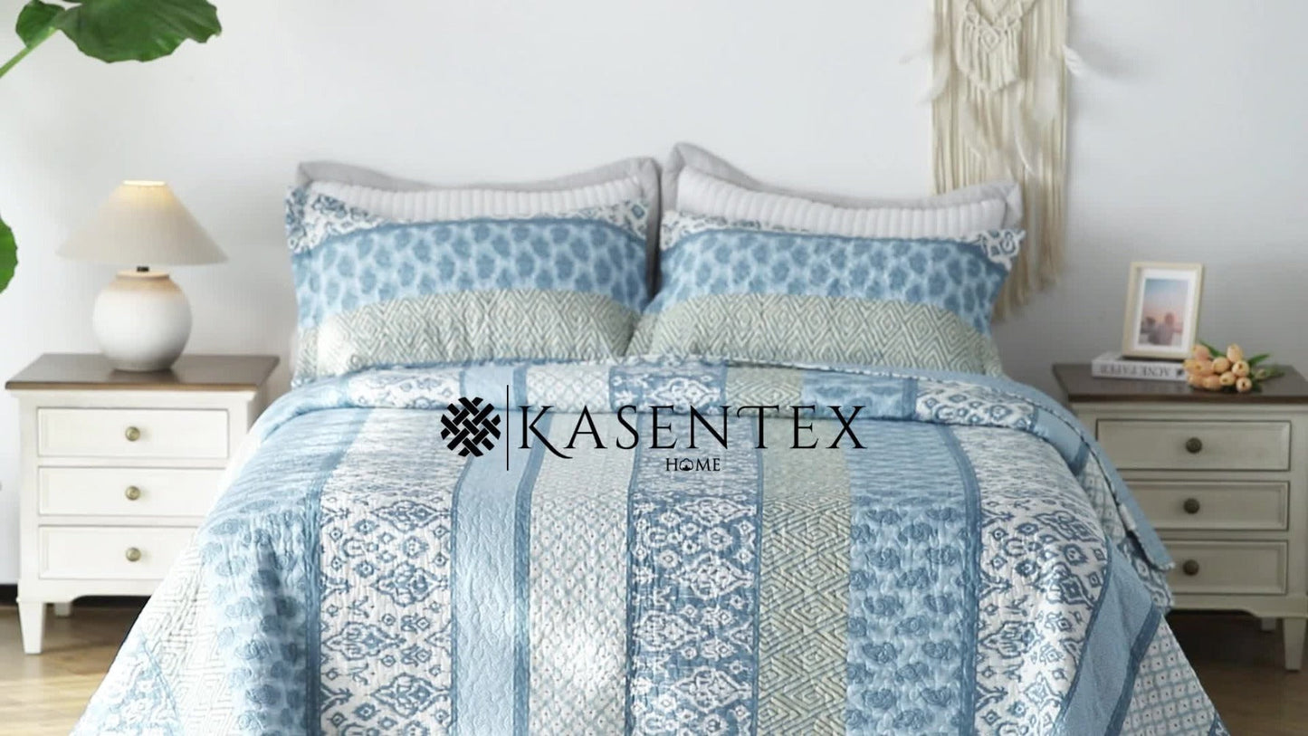 Floral Quilt Set Lightweight Bedspread Coverlet 2 or 3-Piece, All Season Hypoallergenic Breathable Paisley Patchwork Print Quilt for Bedroom