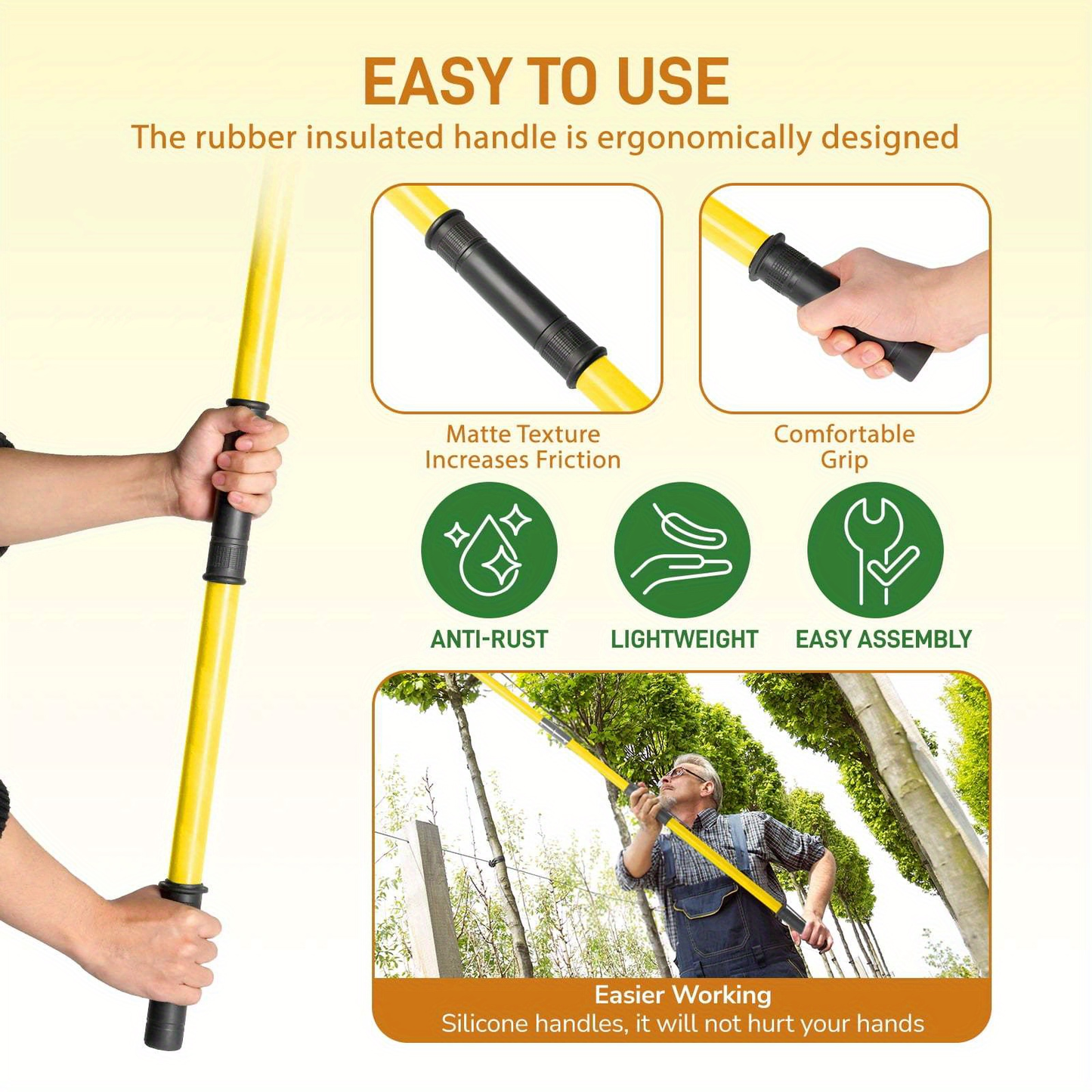 Extendable Pole Saw 26ft 2-in-1 Manual Tree Pruner, High Reach Branch Trimmer with Pruning Saw & Rope Cutter for Yard & Garden