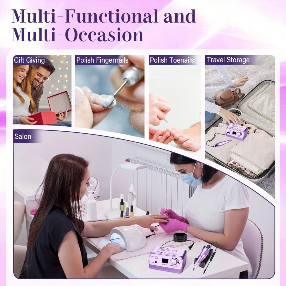 Nail Drill Kit 35000 RPM with 100 Sanding Bands Multiple Drill Bits Electric Nail File for Acrylic Gel Nails Manicure Pedicure Salon Home