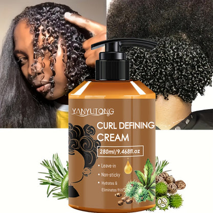 Curl Setting Cream with Castor Oil 280ml – Moisturizing Long-Lasting Curl Definition & Frizz Control, Non-Greasy Lightweight Formula