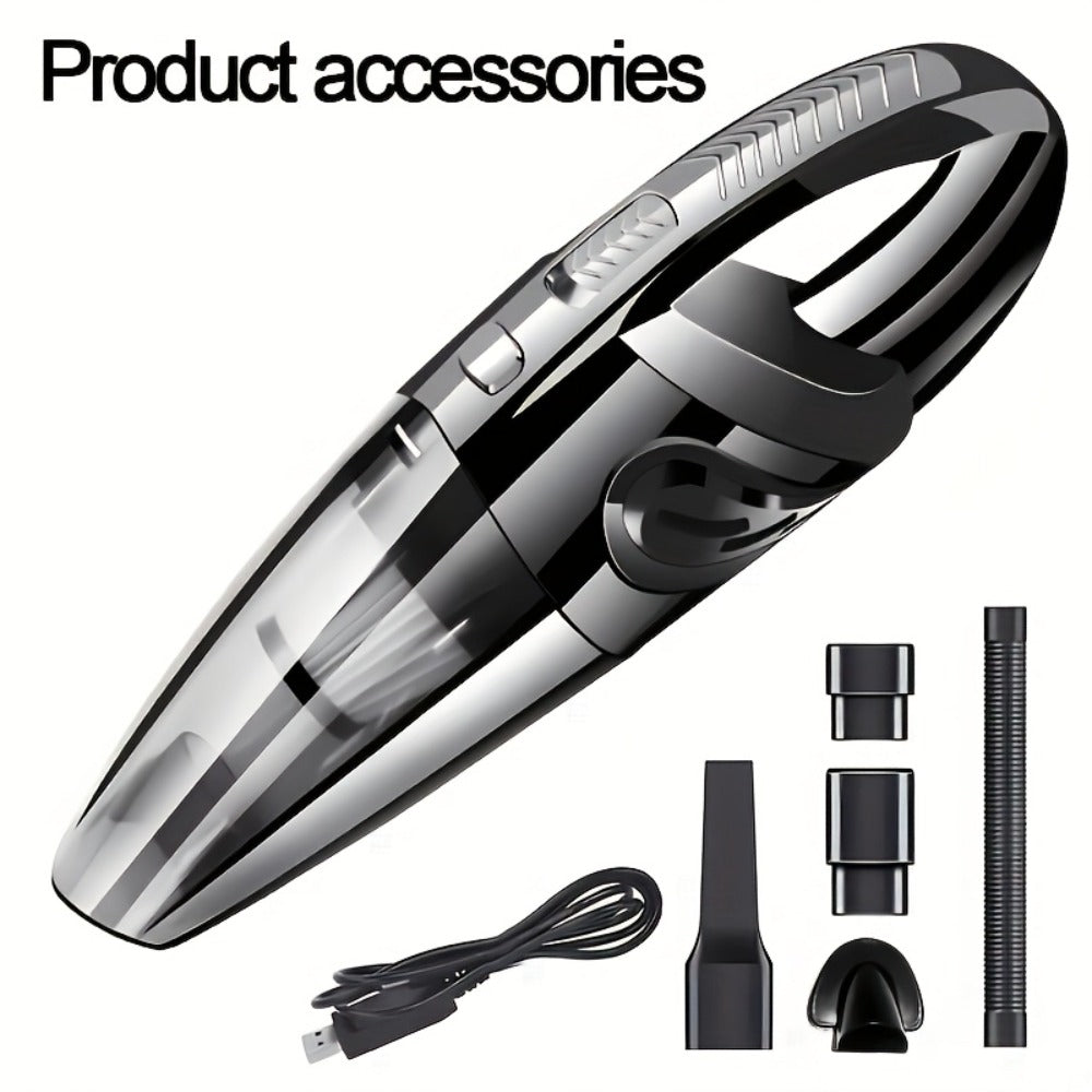 Handheld Vacuum Cleaner with USB Charging, Aluminum Fan Blade, Accessory Set and Black Finish