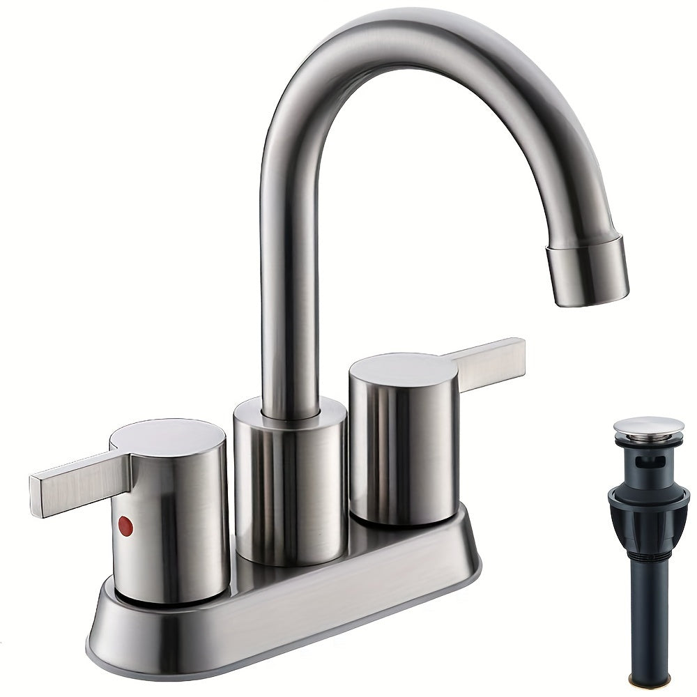 4-Inch Centerset Bathroom Faucet with Dual Handles, Swivel Spout and Single or Two-Piece Finish Options